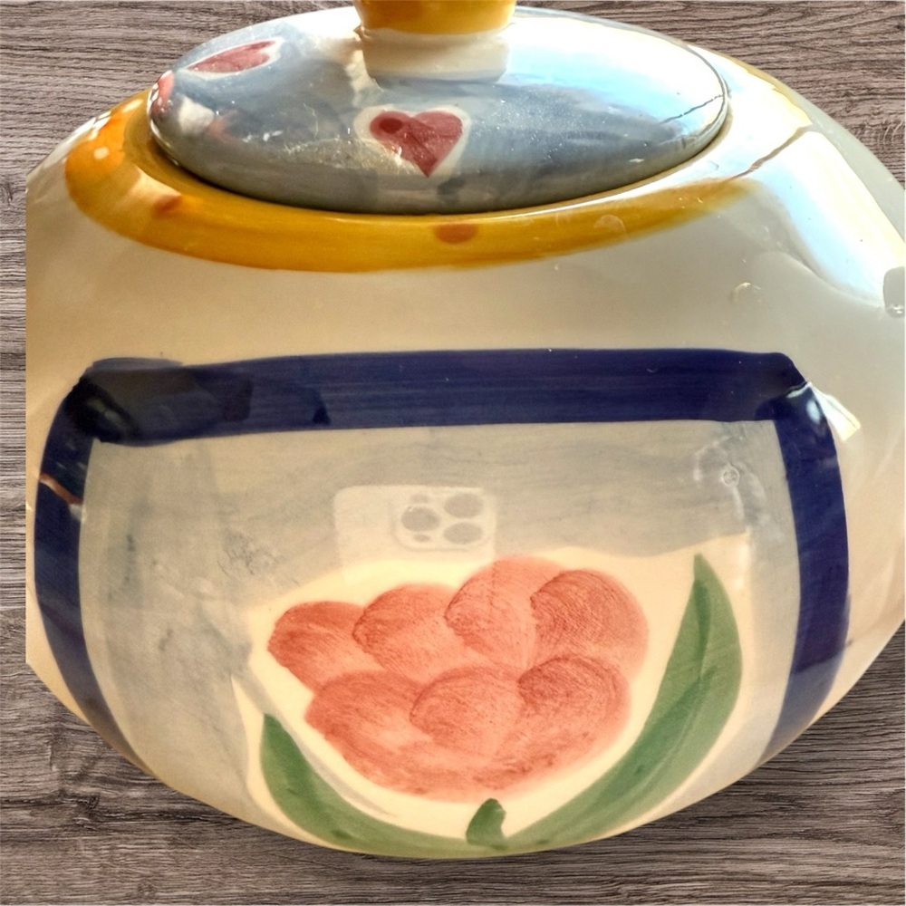 Whimsical Hand-Painted Porcelain Teapot - Floral & Fruit Design - Picture 4 of 6